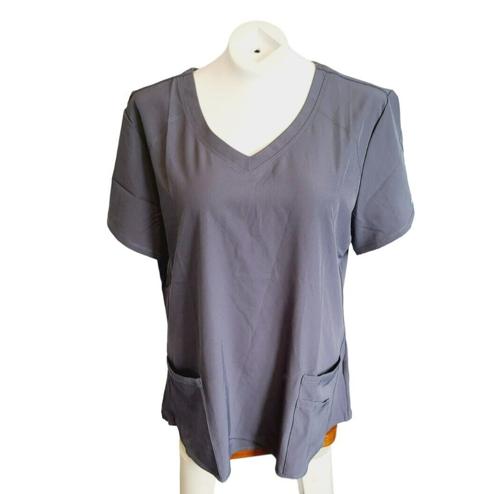 Skechers by Barco Breeze V-Neck Scrub Top Pewter Gray XL SK101 3-Pocket
